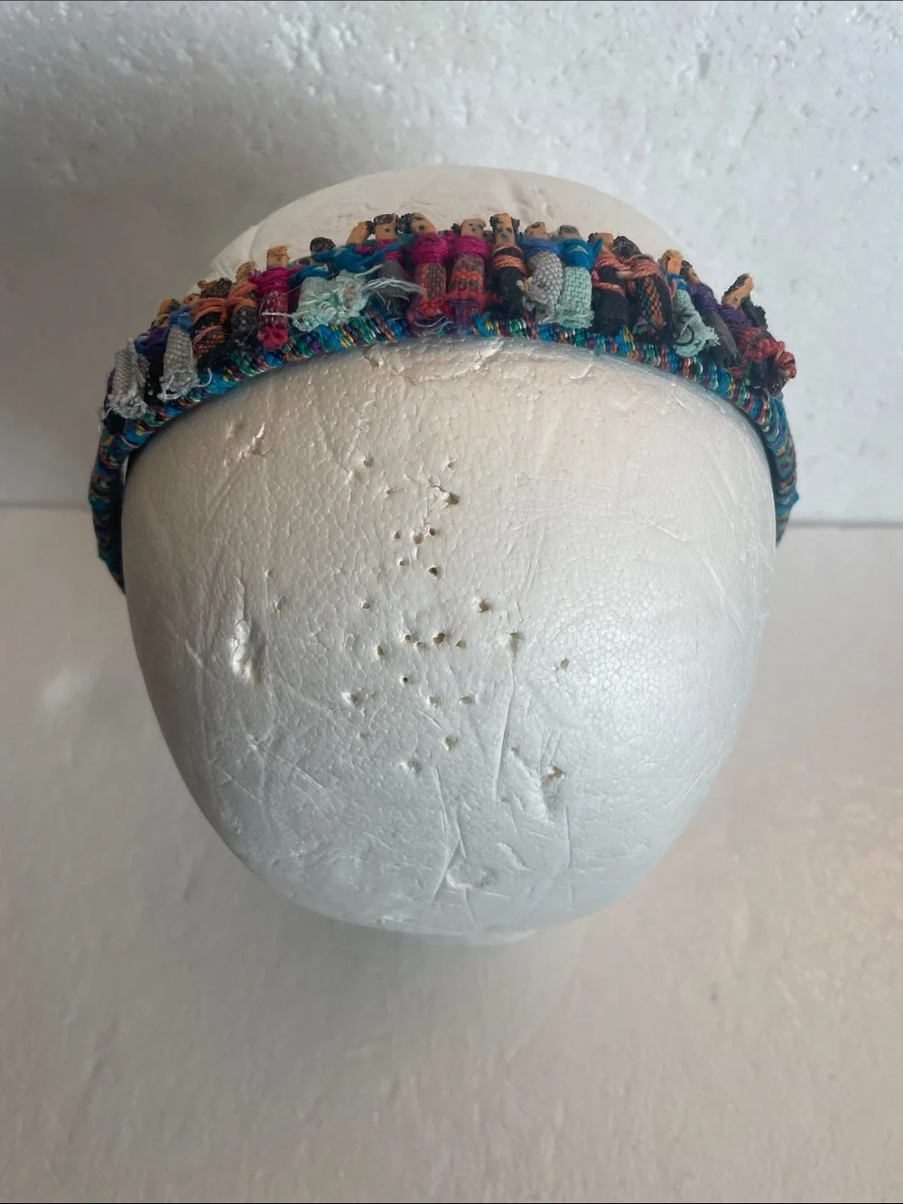 Vintage worry doll Boho Multicolor Wrapped Fabric Headband hair accessory